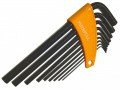 Faithfull Hex Key Set (9) Metric - Long Arm £10.79 This Faithfull Long Arm Hex Key Set Contains A Selection Of Professional Quality Keys Made From Fully Hardened Chrome Vanadium Steel. All Keys From 4mm Have Chamfered Edges To Prevent Damage To Blade 