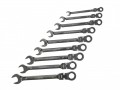 Faithfull Ratchet Combination Spanner Flex Head Set of 9 £68.99 These Faithfull Chrome Vanadium Spanners Have Flexible Ratchet Heads, Which Can Turn Through 180°, Allowing Them To Be Used In More Awkward To Reach Places At Any Angle. Each Spanner Has A 72 Fine