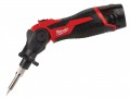 Milwaukee M12 SI-201C Cordless Soldering Iron 12V 1 x 2.0Ah Li-ion was £209.95 £164.95 The Milwaukee M12 Si Cordless Soldering Iron Has A Quick Heat Up Time, Ready To Use In Under 30 Seconds. With 3 Locking Head Positions: 0°, 45° And 90°. For Work In Multiple Orientations.