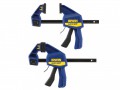 IRWIN® Quick-Grip® Quick-Change Medium-Duty Bar Clamp 150mm (6in) Twin Pack £24.99 Irwin Quick-grip® Quick-change™ Medium-duty Bar Clamps Can Be Converted From A Clamp To Spreader In Seconds, With A Clamping Hold Load Of 136kg. The Lockable Swivel Jaw Enables Uneven Surfac
