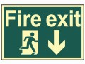 Scan Fire Exit Running Man Arrow Down - Photoluminescent 300 x 200mm £15.62 This Scan High Intensity Safety Sign Is Made From 1.3mm Thick, Rigid Material. It Is Printed Using Uv Resistent Inks, Which Resist Fading. The Background Of This Sign Is Photoluminescent, Which Means
