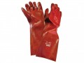 Scan PVC 45cm (18in) Gauntlet £4.79 The Scan Fully Coated Red Pvc Gauntlet Has A Cotton Knitted Liner That Protects Against Oil, Grease And Most Household Chemicals. They Have Good Resistance To Abrasions. The Palm And Finger Surfaces P