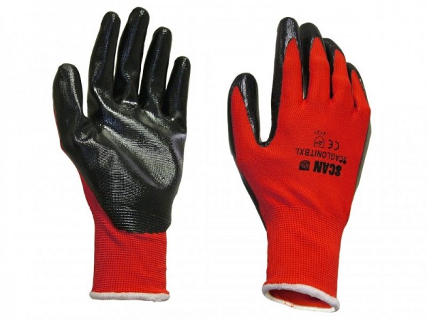 Scan Palm Dipped Black Nitrile Glove XL