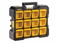 Stanley Tools FatMax® Flip Bin Organiser £34.99 The Stanley Tools Fatmax® Flip Bin Organiser Has 12 Removable, Levered Storage Compartments, Providing Storage For Small Parts, Components Or Accessories.  Its Lid Is Made From Transparent Po