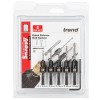 Trend SNAP/CS/SET Snappy 5 Piece Countersink Set £24.99 Trend Snap/cs/set Snappy 5 Piece Countersink Set

 

Heat Treated Tool Steel Countersinks With A Hss Drill.
Adjustable For Different Length Screws And Can Produce A 9.5mm (3/8 Inch) Diameter