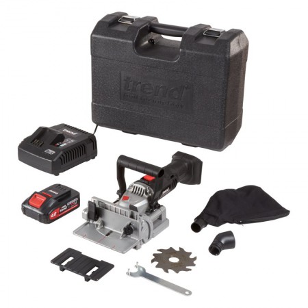 Trend T18S/BJK1 18V Biscuit Jointer With 1 x 4.0Ah battery, Charger & Carry Case