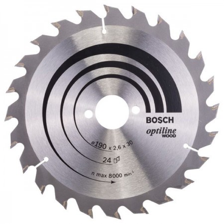 Bosch Optiline TCT Circular Saw Blade 190mm X 30mm X 24T