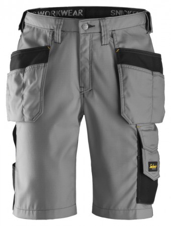 Snickers 3023 Craftsmen Shorts with Holster Pockets, Rip Stop, Grey/Black
