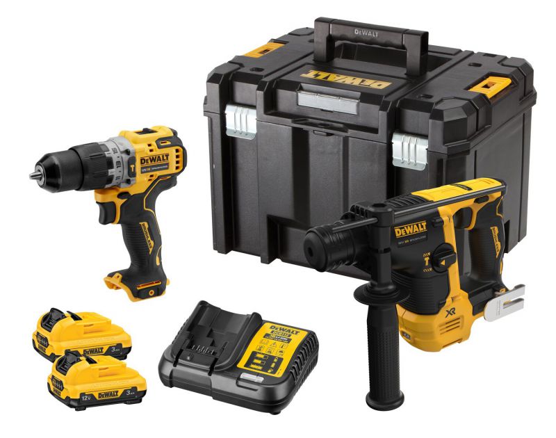 DeWalt DCK2102L2T 12v XR Brushless Kit: SDS + Combi (DCH072 + DCD706) x 3.0Ah Deep at D&M Tools