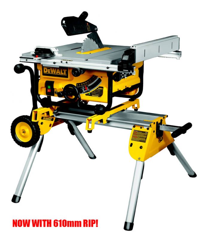 Dewalt Dw745 240v Portable Table Saw & De7400 Rolling Work Station(ex