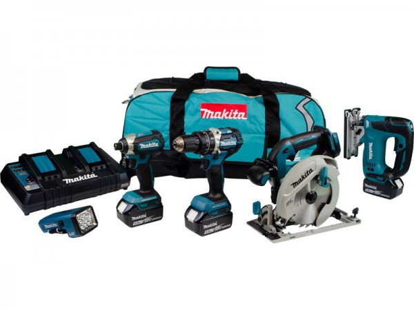 Makita DLX5043PT 18V Brushless 5pc Kit With 3 x 5.0Ah Batteries, Twin Charger & Carry Bag