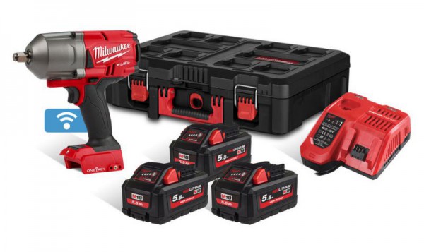 Milwaukee M18ONEFHIWF12-553P ONE-KEY FUEL 1/2in Impact Wrench with Friction Ring 3 x 5.5Ah Batteries was £589.95