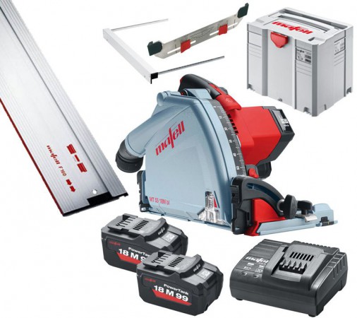 Mafell MT 55 18M BL 18V Brushless Cordless Plunge Saw With 2 x 5.5Ah Batteries, Charger in T-MAX Case & 1.6m Guide Rail