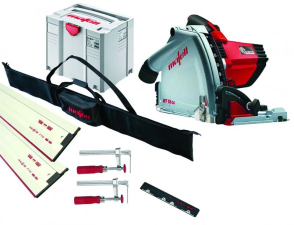 Mafell MT55CC 240v Plunge Saw with 2 x 1.6m Guide Rails  + Connector + 2 x  Clamps & Rail Bag