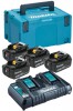 Makita 197627-6 18v 4 x 5.0Ah Batteries With Twin Port Charger & MakPac Case3 £339.95 Makita 197627-6 18v 4 X 5.0ah Batteries With Twin Port Charger & Makpac Case 3
Contents:
4 X Bl1850b 18v 5.0ah Lxt Batteries
Dc18rd Twin Port Charger
Makpac Case 3