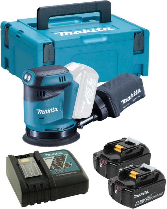 Makita Dbo180rmj 18v Lxt 125mm Random Orbital Sander With 2 X 4.0ah Li