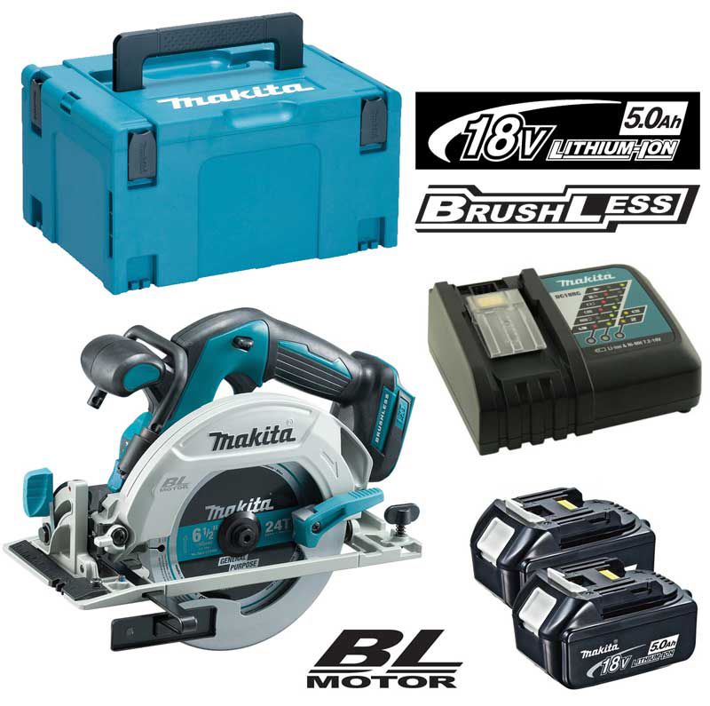 Makita Dhs680 18v Brushless Circular Saw 165mm With 2 X 5.0ah Batteries