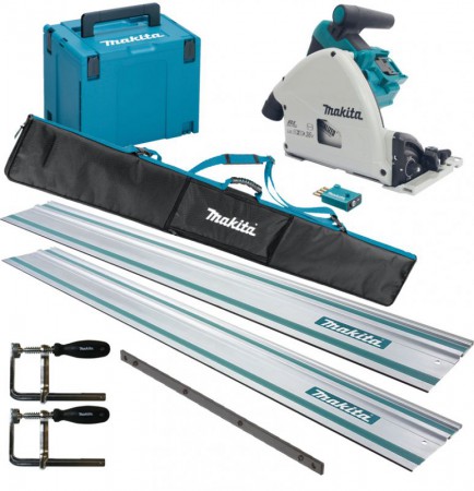 Makita DSP601ZJU 36V (Twin 18v) LXT Brushless Plunge Saw with Auto-start Wireless System (AWS) - Body Only with MakPac C