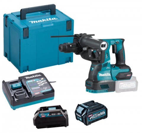 Makita HR004GD101 40V MAX XGT Brushless SDS+ Drill & Chuck with 1x 2.5Ah Battery, Charger & Adaptor (for LXT) & Case