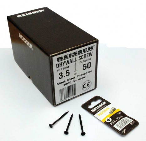 Reisser DWSB35050-8 Dry Wall Black Phosphate Screws 3.5 x 50mm, Box 1000