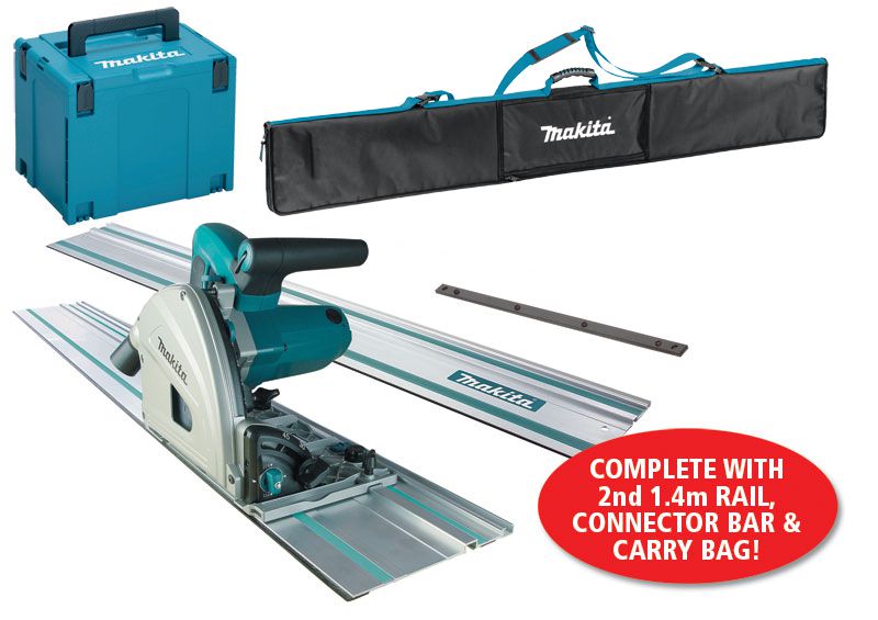 Makita Sp6000k1 240v 165mm Plunge Saw, Carry Case With 2 X 1.5m Rails