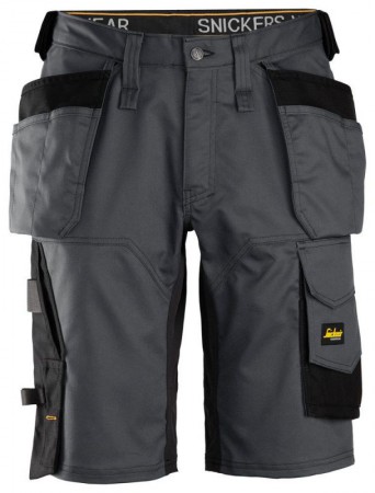 Snickers 6151 AllroundWork Stretch Loose Fit Work Shorts Holster Pockets Steel Grey/Black